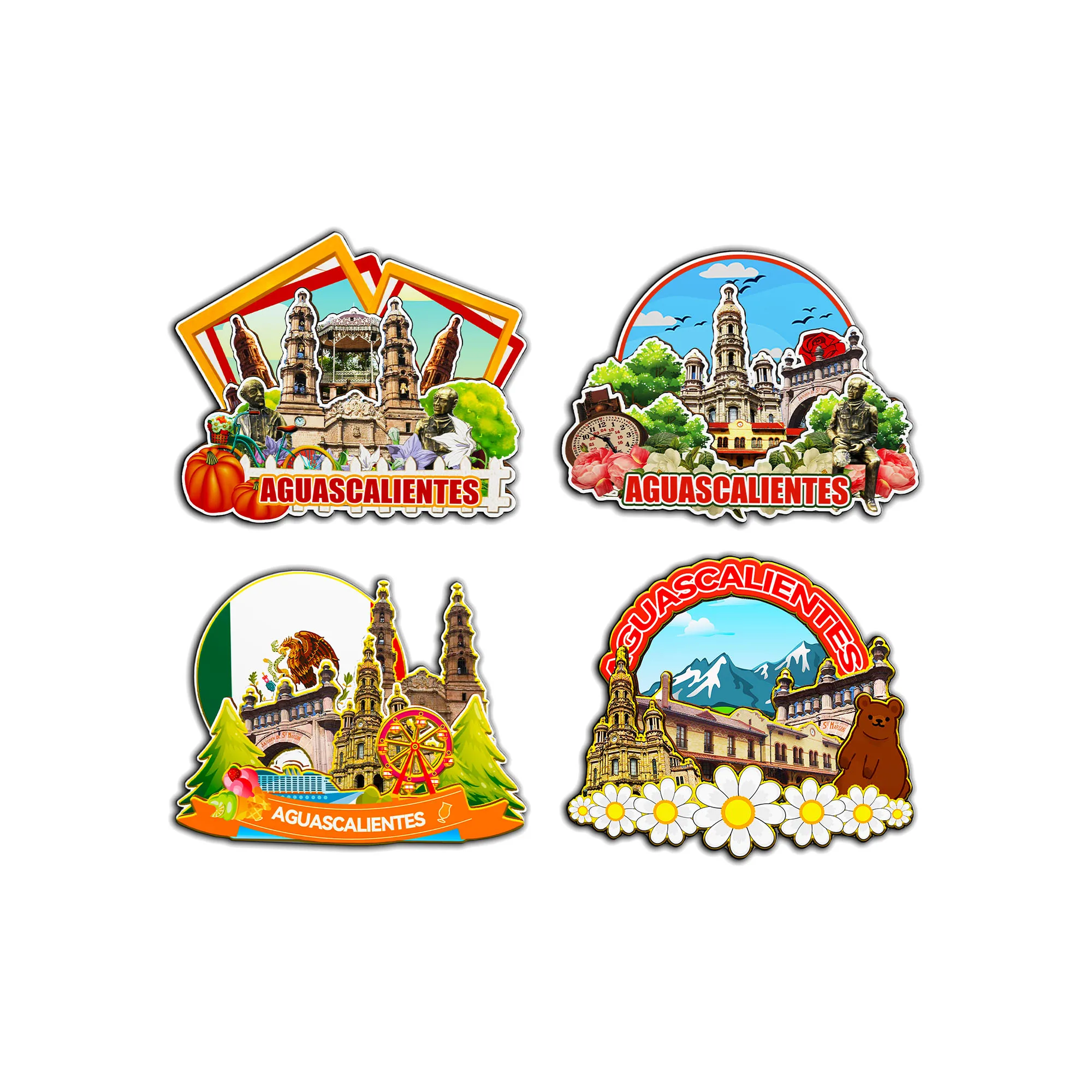 Imanes decorativos para Aguascalientes, punto de referencia de la ciudad de México, recuerdos únicos, pegatinas de madera 3D para nevera, regalos delicados
