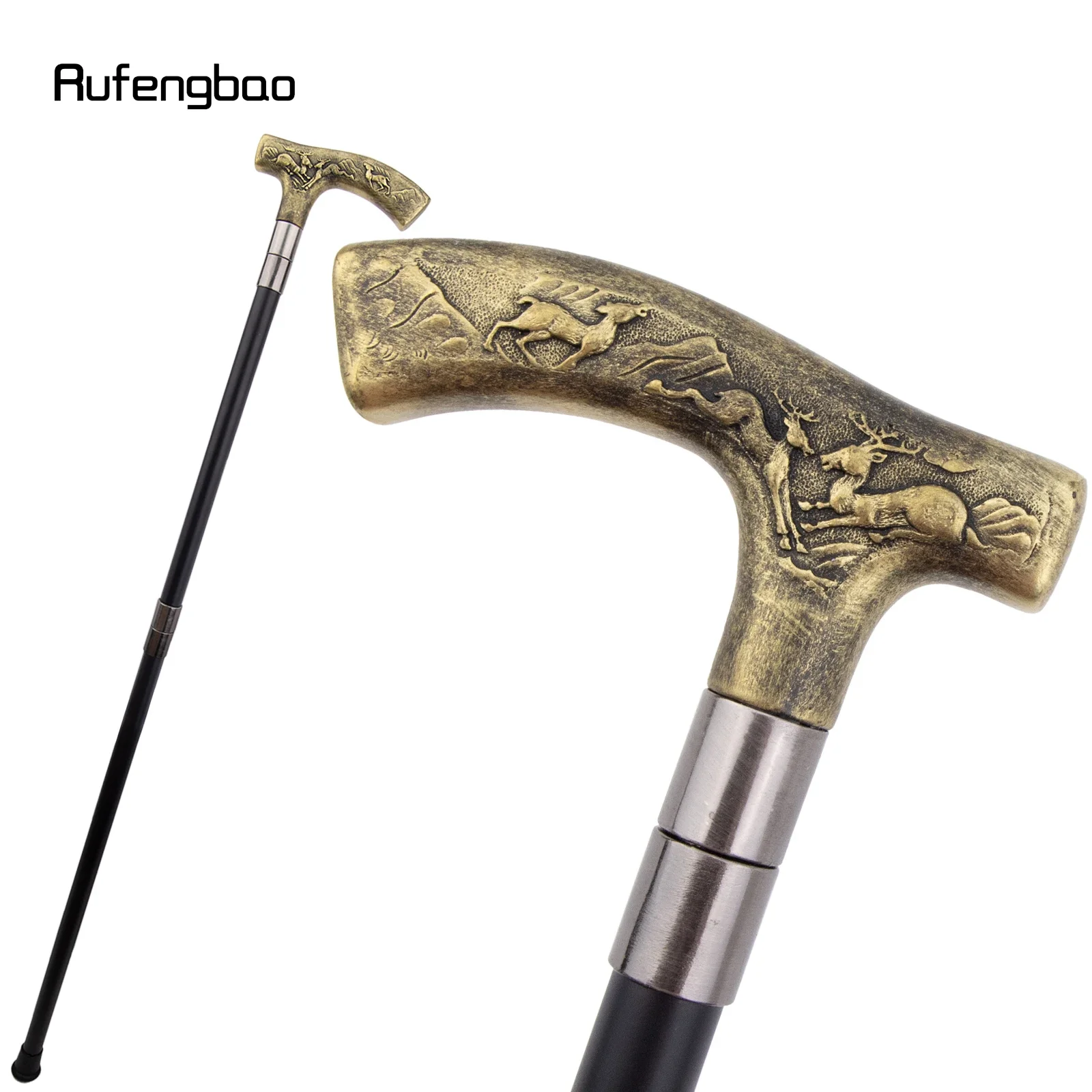 

Yellow Resin Deer Walking Cane Fashion Decorative Steel Stick Gentleman Elegant Cosplay Cane Knob Crosier 93cm