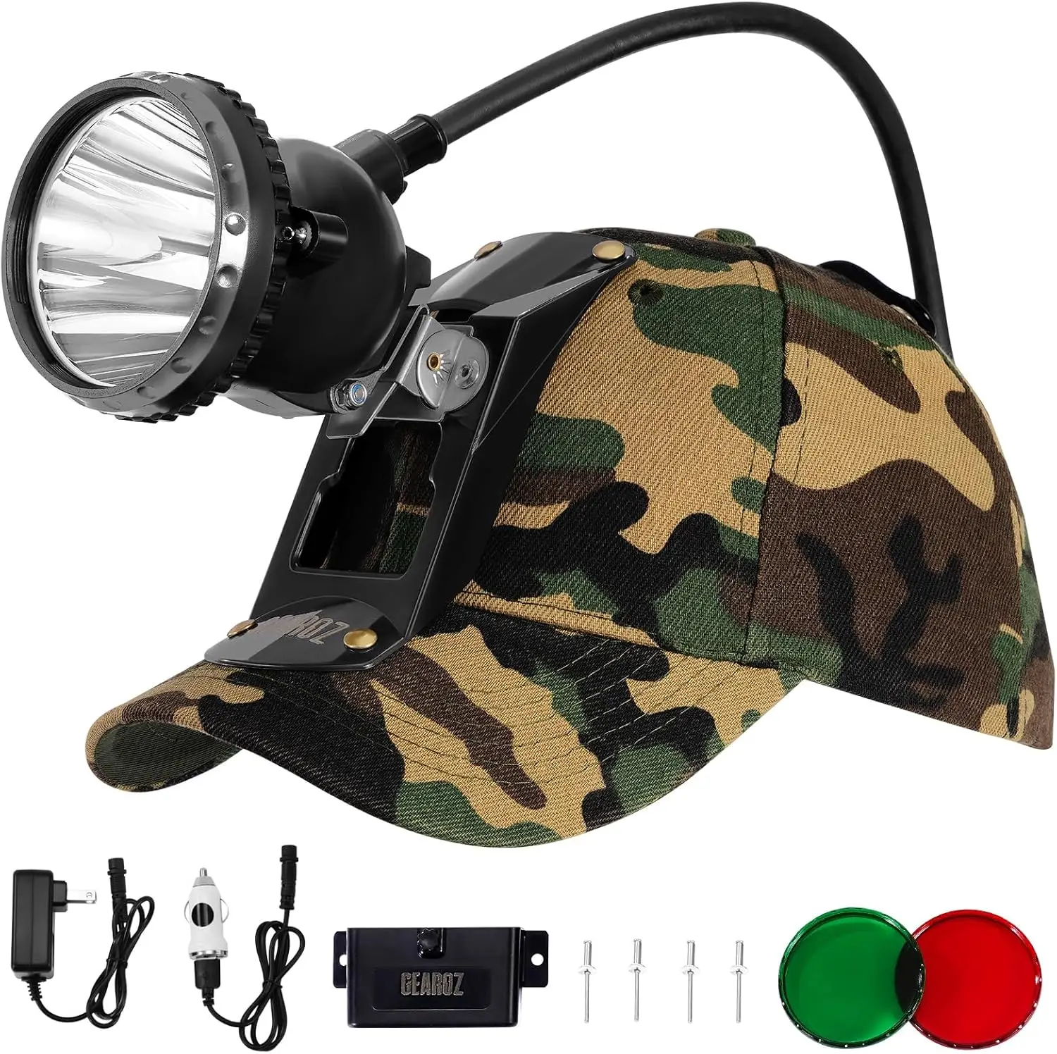 

10W Coon Hunting Headlamp, 4 Modes, IPX5 Waterproof, 400 Lumens Rechargeable for Camping Hiking Fishing