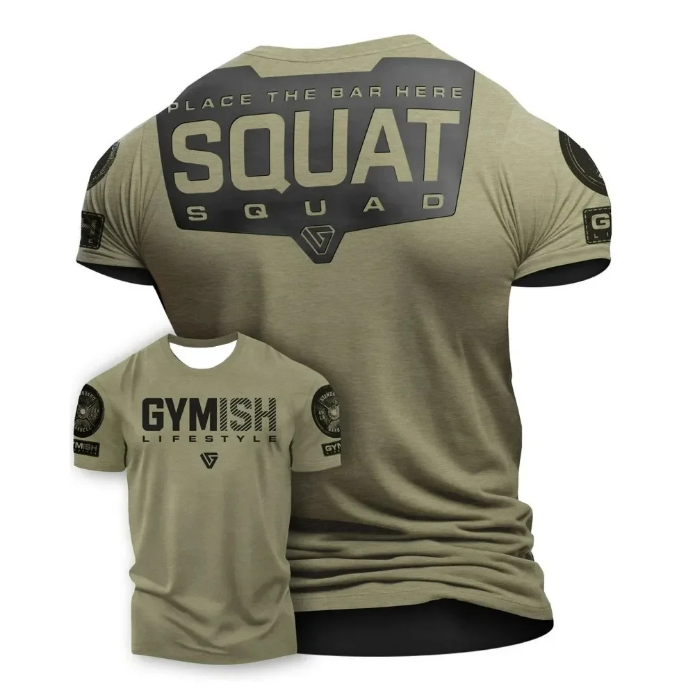 Modisches Herren Fitness T-Shirt mit 3D-Buchstabendruck, Atmungsaktiv, Rundhals, Sommer Outdoor Sport T-Shirt Oberteil