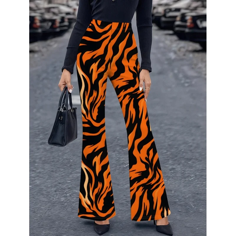 Printed flared pants suitable for daily wear by teenagers aged 7-16, featuring street fashion style