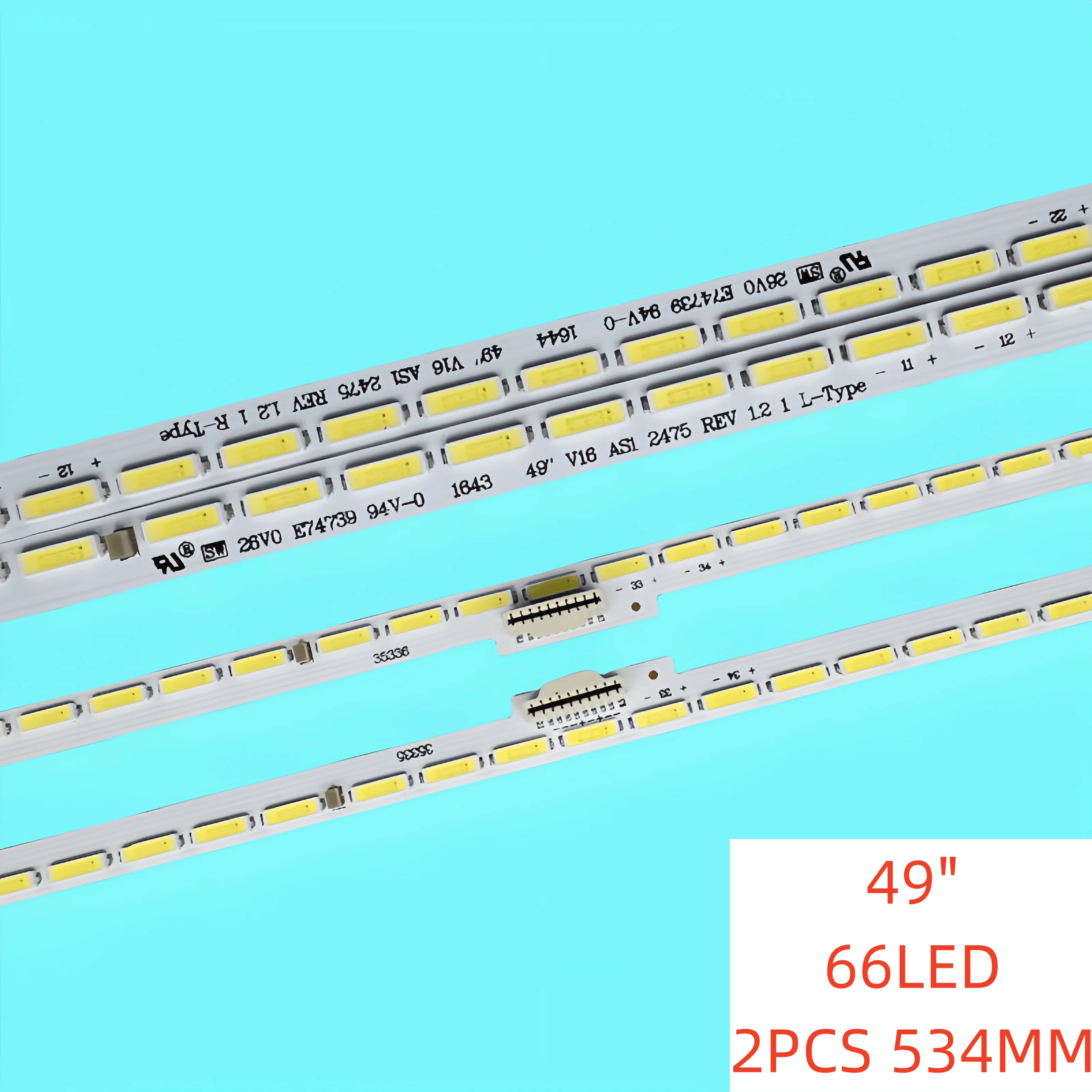 

2Pcs New LED Backlight Strip 66 Lamp for LG 49" TV 49UH850V 49 V16 ASL 2475 2474 6922L-0194A LC490EQH DJ F1 2pcs/set 66LED 534mm