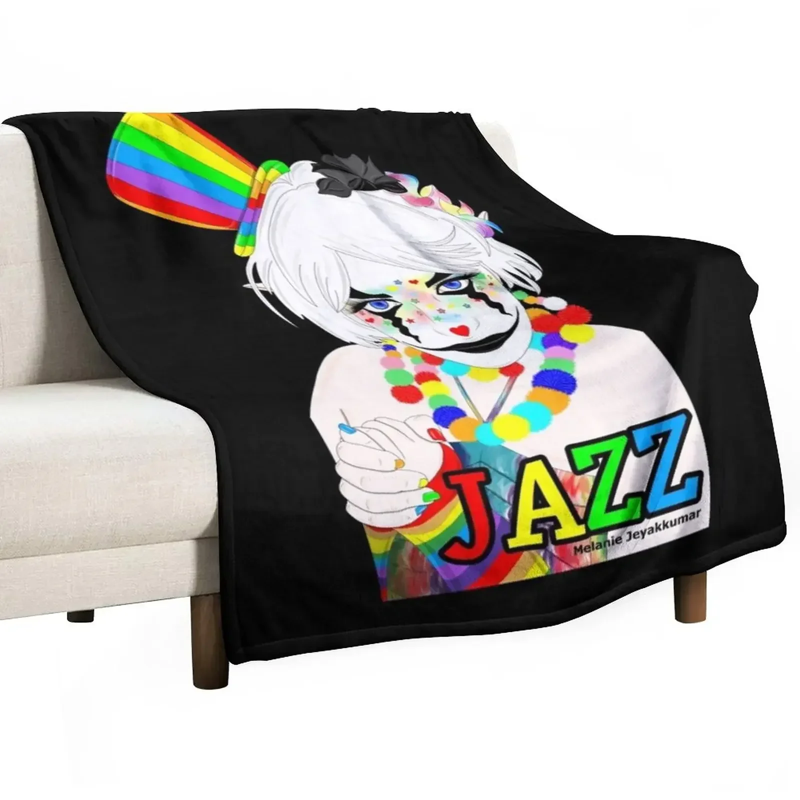 Jazz the Rainbow Clown Throw Blanket Loose Decorative Sofa Decorative Sofas Blankets