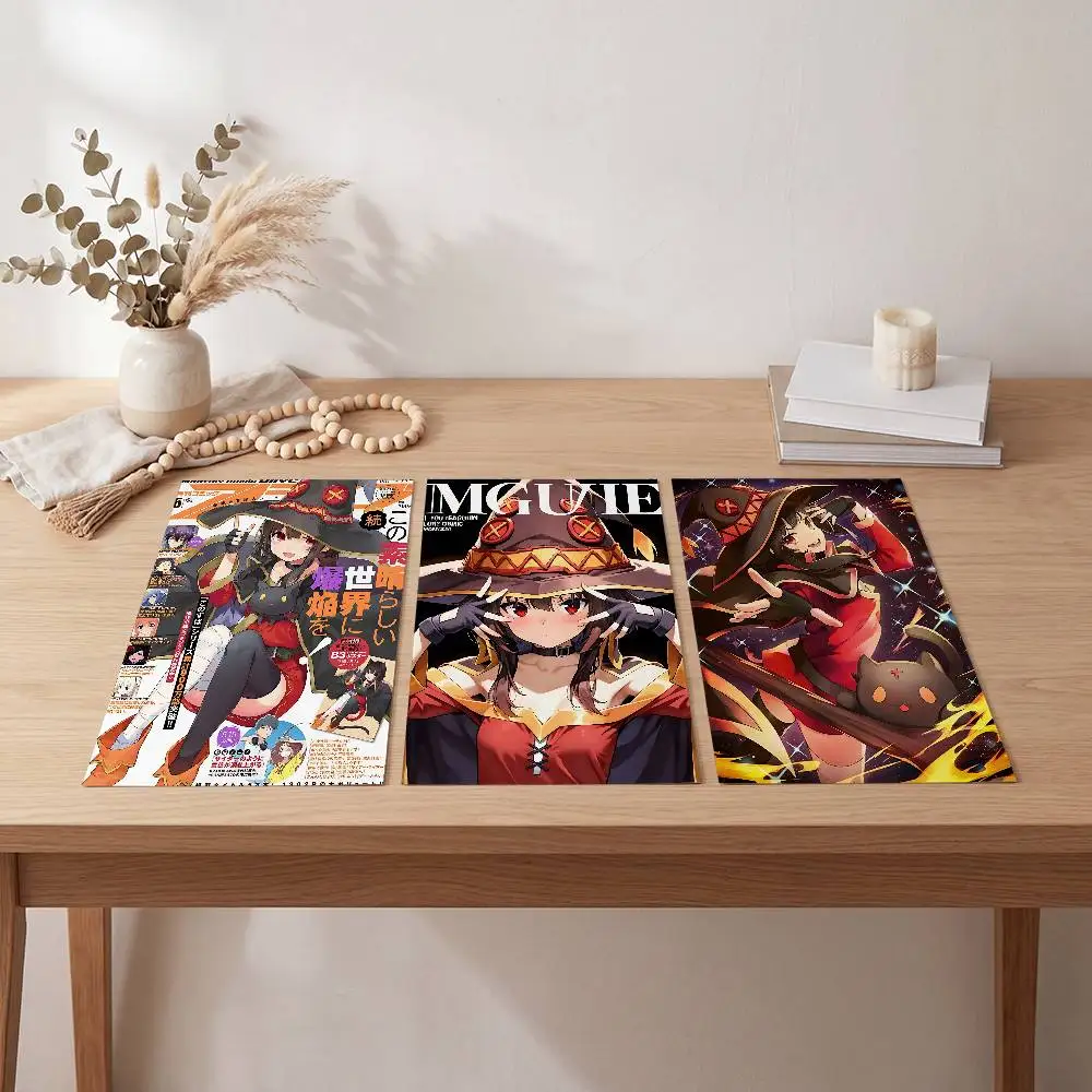 Cute Beautiful Girl M-Megumin Classic Vintage Poster Self-adhesive Art Waterproof Paper Sticker Coffee House Bar Room Wall Decor