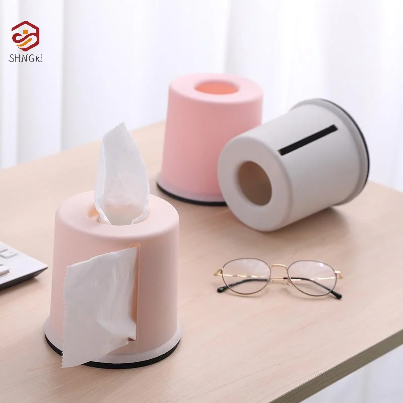 (Round Plastic Tissue Box Office Creative Multifunctional Household Tissue Cover Multifunctional Paper Storage Box)
