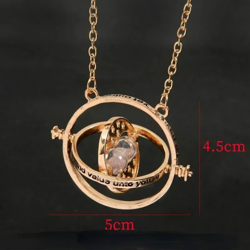 Fashion Harries Necklaces Time Converters Hourglass Necklace Jewelry Rotating Potters Pendant Chains Choker Collares Charm Gift