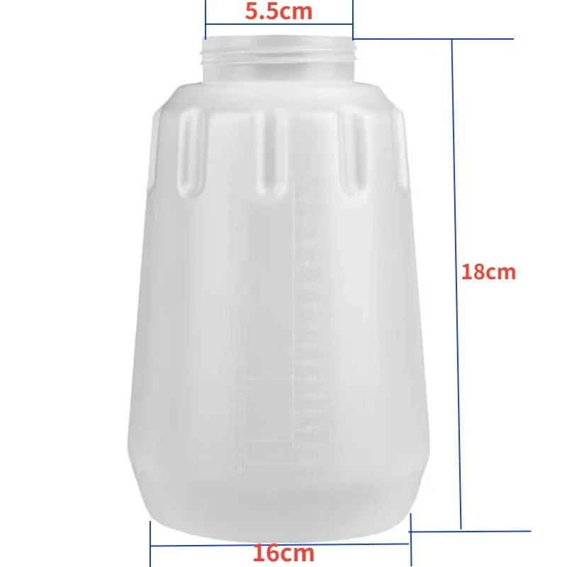 Lancia per schiuma da neve Bottiglia trasparente Contenitore per cannone in schiuma da 1 litro Serbatoio per pistola per sapone da 1000 ml