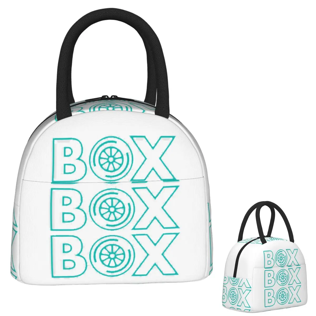 

Box Box Box Silver Arrows F1 Tyre Design Insulated Lunch Bag for Women Children Portable Food Boxes Thermal Lunch Box Tote