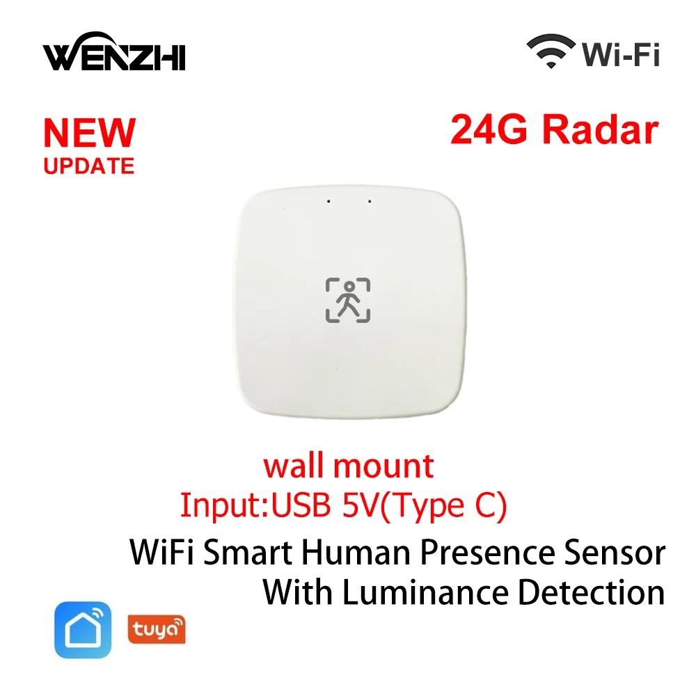 ZigBee Wifi MmWave Menselijke aanwezigheid Bewegingssensor met helderheid/afstandsdetectie 5/110/220V Tuya Smart Life Domotica