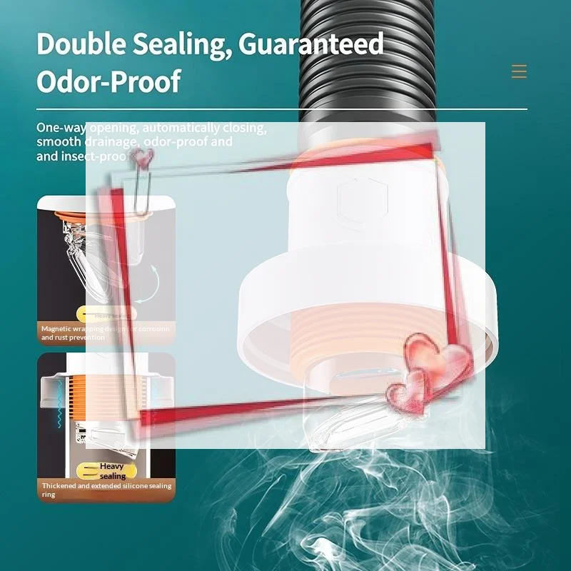 

Уплотнительное кольцо для сливной трубы кухонной мойки, предотвращающее обратный поток и нежелательные запахи, совместимое.