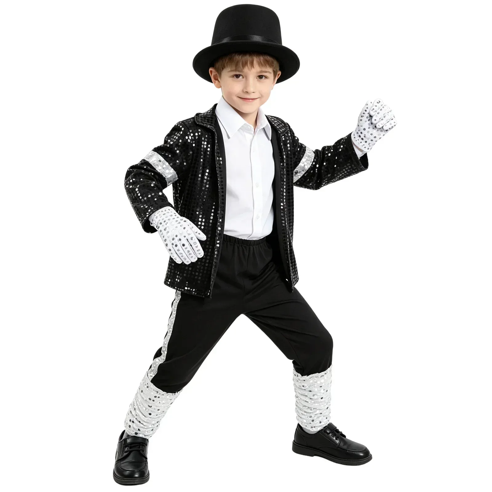 Jungen Mädchen Vintage 80er 90er Tanzstar Kostüm Rotes Bedrucktes Outfit für Bühnenauftritt Halloween Cosplay Karneval Partykleidung – Detail 11
