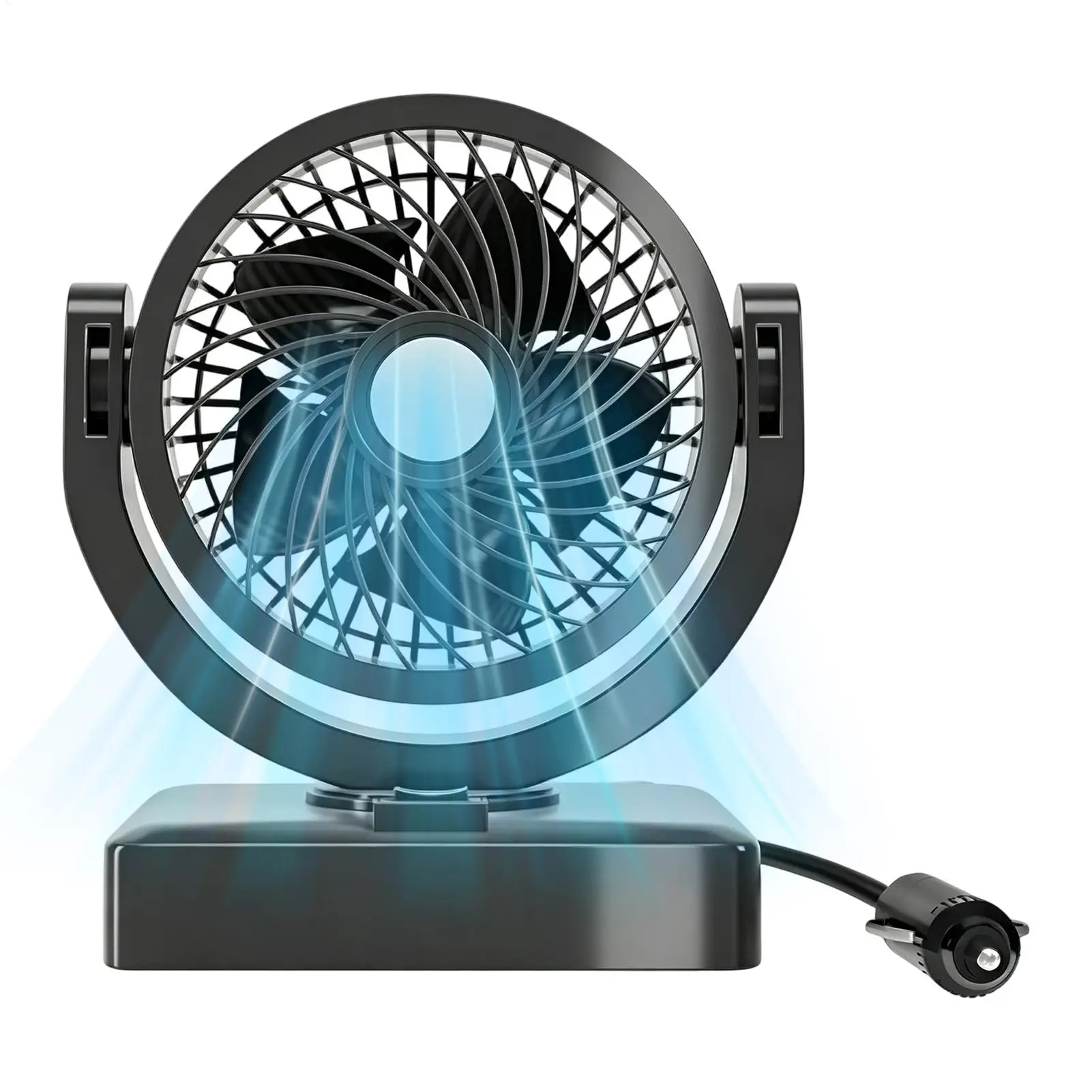 Car Dash Fan 360-Degree Rotation Driver Wind Blower Low Noise Small Car Fan For Front Seat Outdoor Travel RV Dorm Work Vehicle