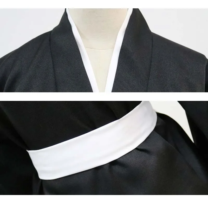 Anime Bleach Costume Kurosaki ichigo Cosplay For Men Japanese Black Kimono Adult Halloween Carnival Full Suit Wig Shoes Belt Set