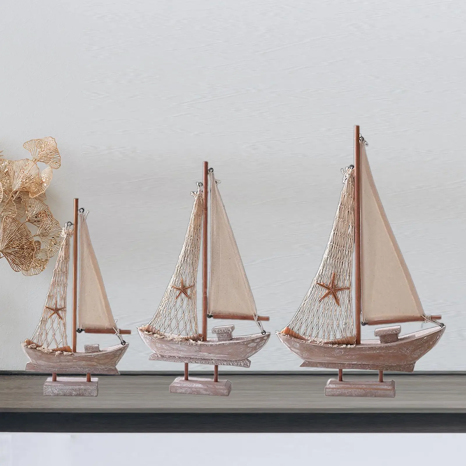 Miniature Sailing Boat Sailboat Model Home Decor Mediterranean Mini Sailboat Model Wood Sailboat for Gifts Home Vanity Office