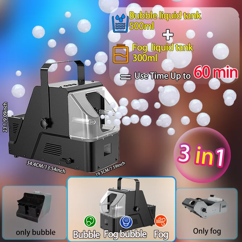 3-in-1 안개 거품 기계, 무선 리모컨이 있는 연기 거품 기계, 자동으로 안개 거품, 거품, 연기를 만듭니다.