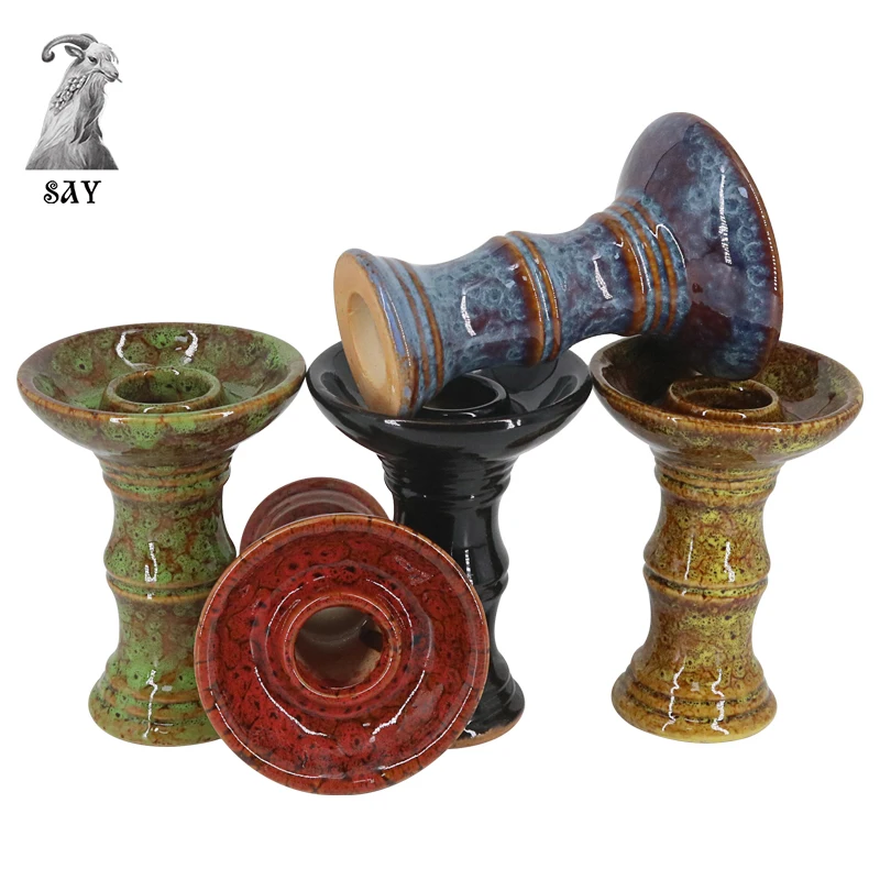 

New Styles Single Hole Hookah Tobacco Bowl Glazed Ceramic Shisha Head Sheesha Narguile Chicha Cachimbas Accessories Vattenpipa