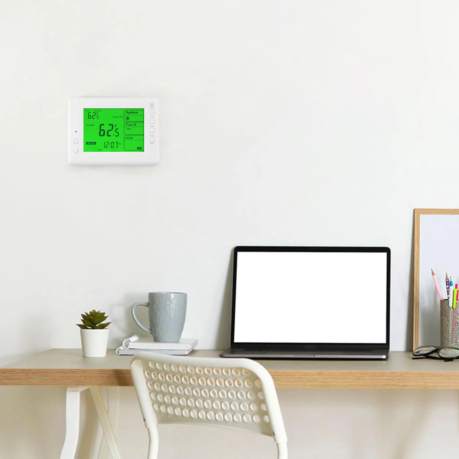 

Контроллер температуры HVAC, многоступенчатый HVAC для домашнего отопления, стандартный размер 5, 2, еженедельный программируемый 6,8-дюймовый ЖК-дисплей с подсветкой