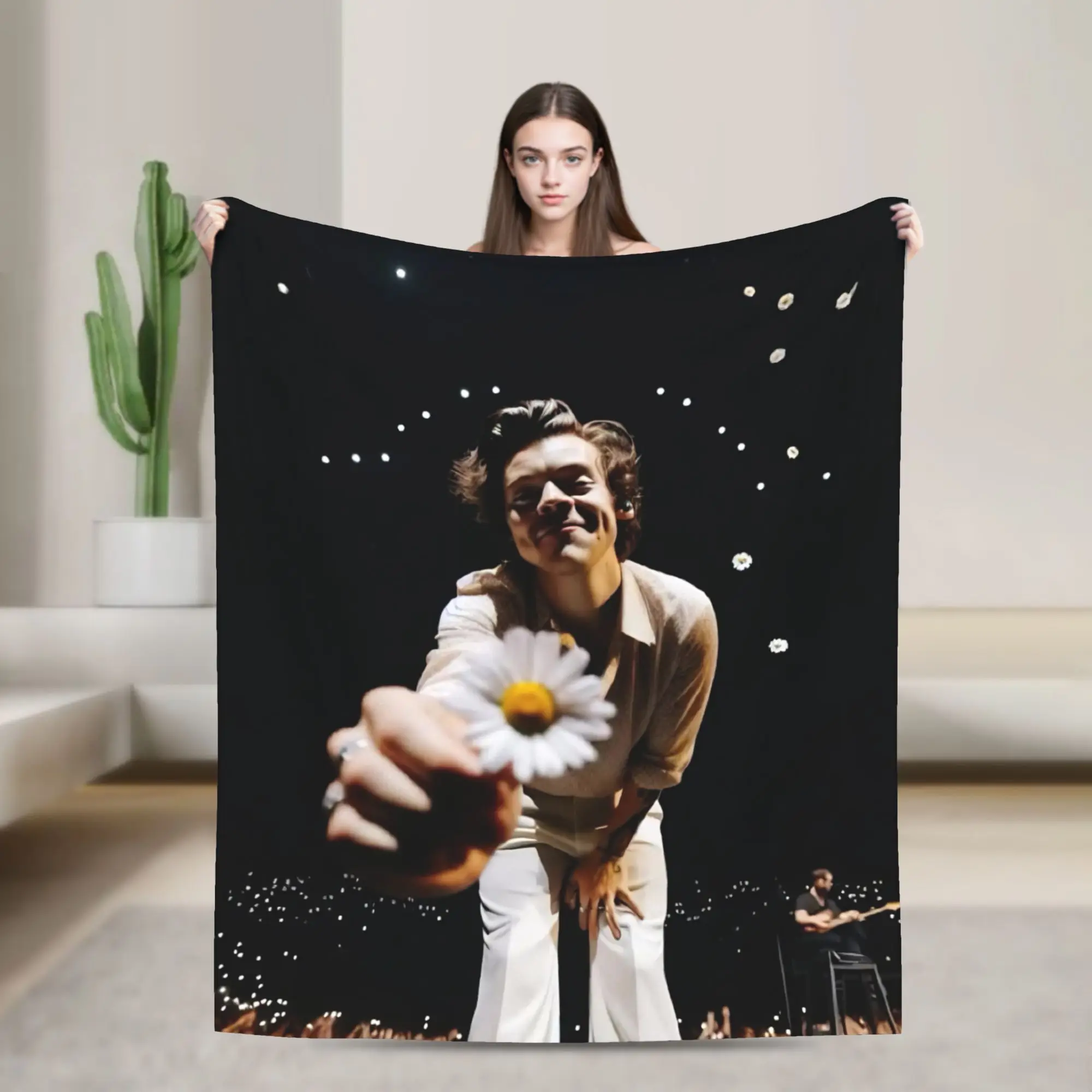 Kiss All The Time Album Knitted Blanket Flannel Harrys Singer Styles Ultra-Soft Throw Blanket for Bedroom Sofa Bedroom Quilt