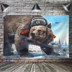 Russia Bear Flag Banner Polyester 90*150cm Home Decoration Hang On The Wall 4 Grommets Custom Flag Indoor USSR Soviet Union