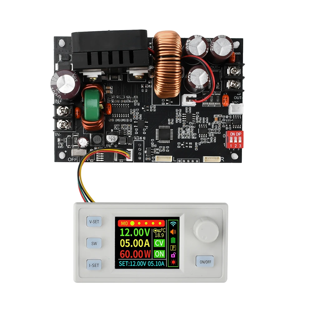 

XY6020LV Регулируемый регулятор напряжения постоянного тока с ЧПУ Регулируемый понижающий источник питания Постоянное напряжение и постоянный ток 20 А/1200 Вт Модуль