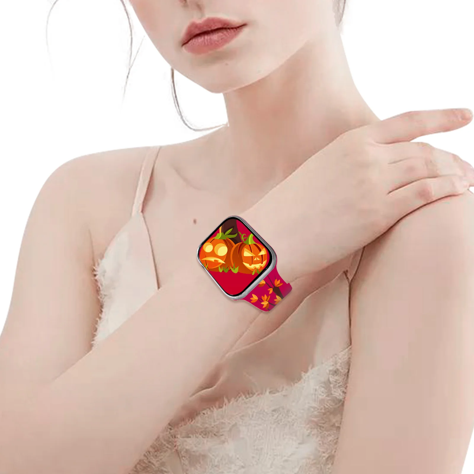 Halloween Magic Printed Strap for Apple Watch 10 9 8 Silicone Band Replaceable Bracelet for iWatch 46mm 44mm 42mm 41mm Watchband