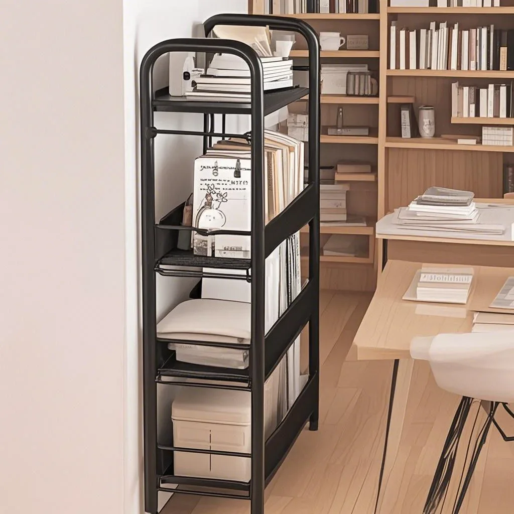 رف تخزين عربة المنزل لغرفة المعيشة رف منظم حديدي متعدد الطبقات لتخزين الحمام عربة متعددة الوظائف بعجلات #5