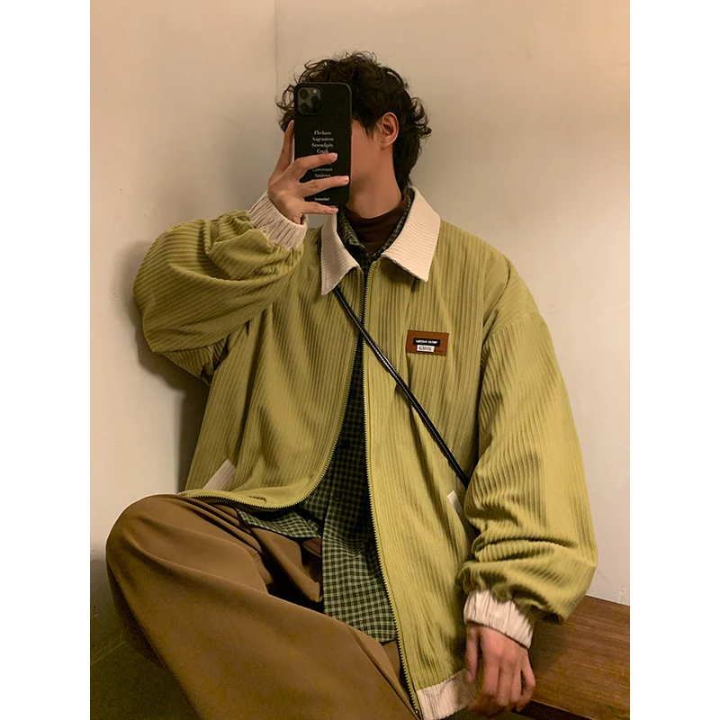 2026 Newest Men Jackets Contrast Color Vintage Japan Style Loose Leisure All-match Streetwear Youthful Coat Outwear
