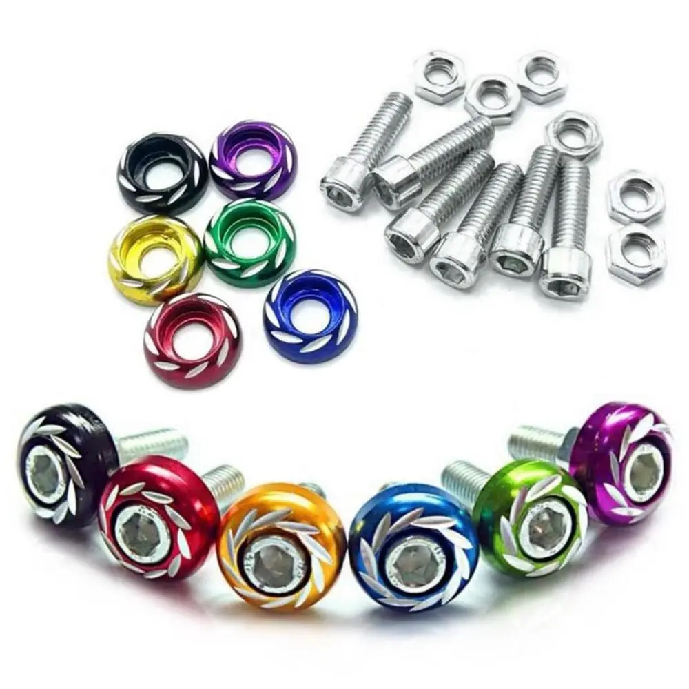 Alloy Motorcycle Screw Nut Portable Cover Shell Universal License Plate Screw 7Colors Coverset Motorcycle Color Plate Screw