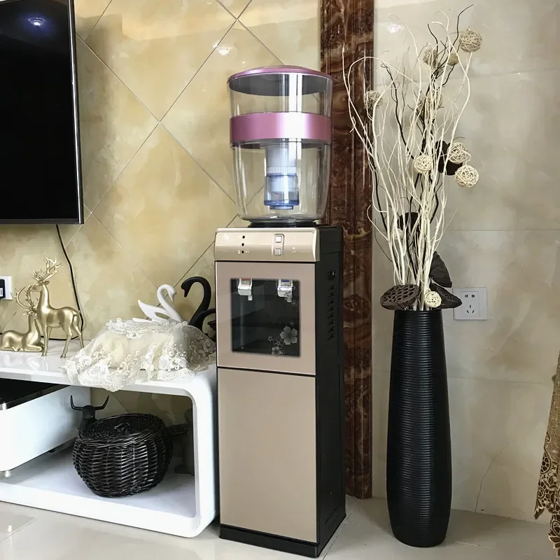 Water dispenser vertical household office refrigeration heating double door with clean bucket filter bucket household set