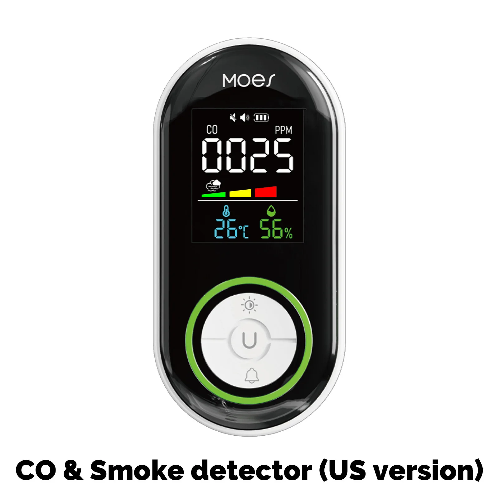 MOES CO Rookgasdetector Alarm Plug-in Koolmonoxidesensor Waarschuwing LED-display Temperatuur Vochtigheid Keuken Garage Boiler