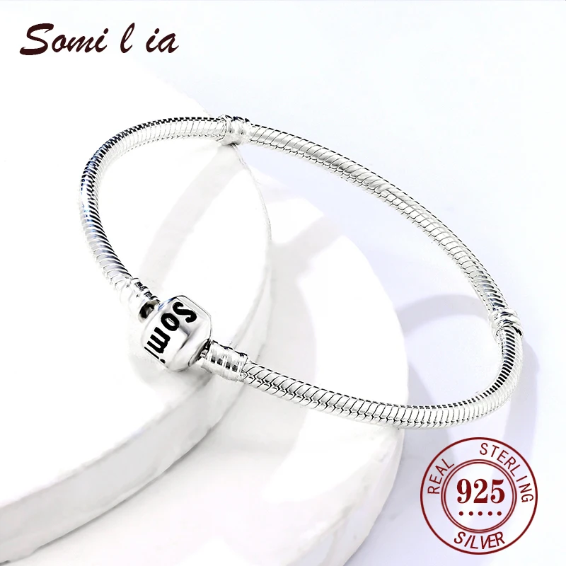 SOMILIA Ladies' Temperament Bracelet Paired With Exquisite Round Pendant Beads 925 Sterling Silver Gift For Wedding Partywear