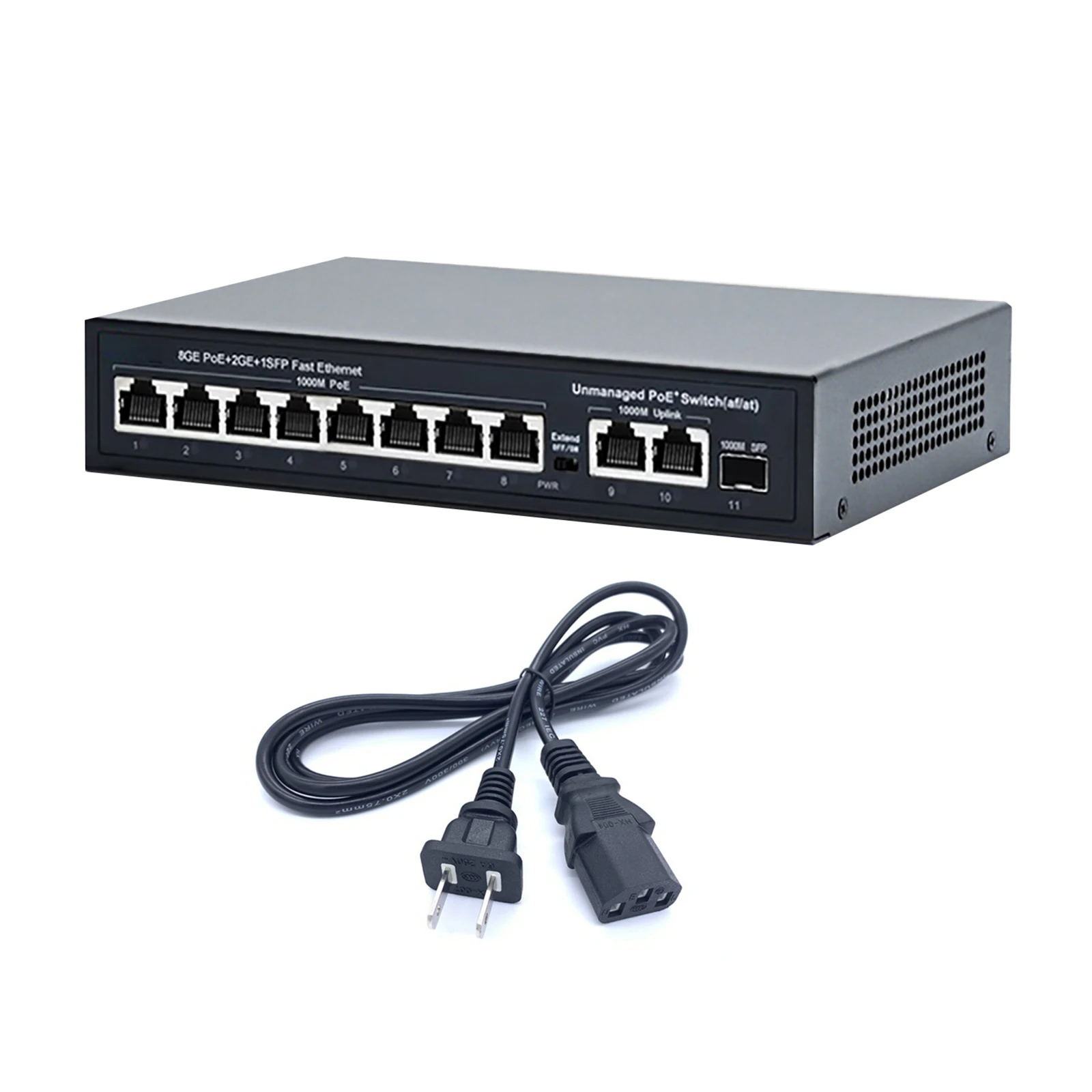 10 Port Gigabit PoE Switch + 2 Gig Uplink Power Over Ethernet 120W IEEE802.3af/at