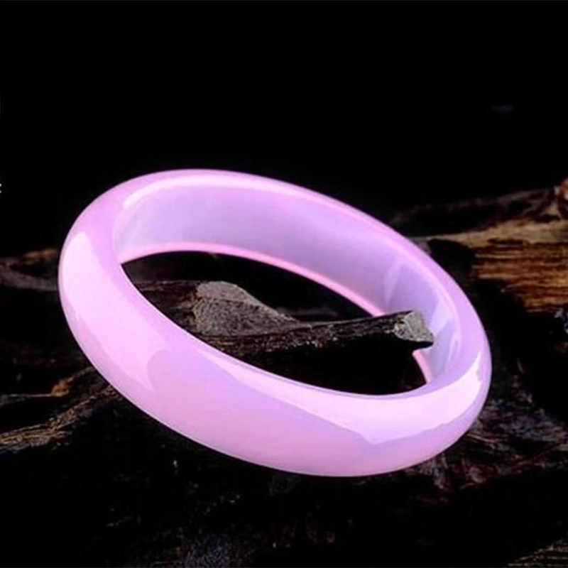 Natural Chinese Pink Chalcedony Hand-carved Wide Band Bracelet Fashion Boutique Jewelry Women's Bracelet Gift