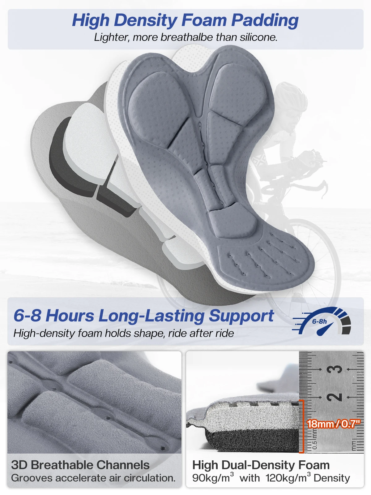 ARSUXEO Cycling Underwear Men With Pockets 4D Padded Bike Shorts Bicycle Biking Cycling Shorts 005G