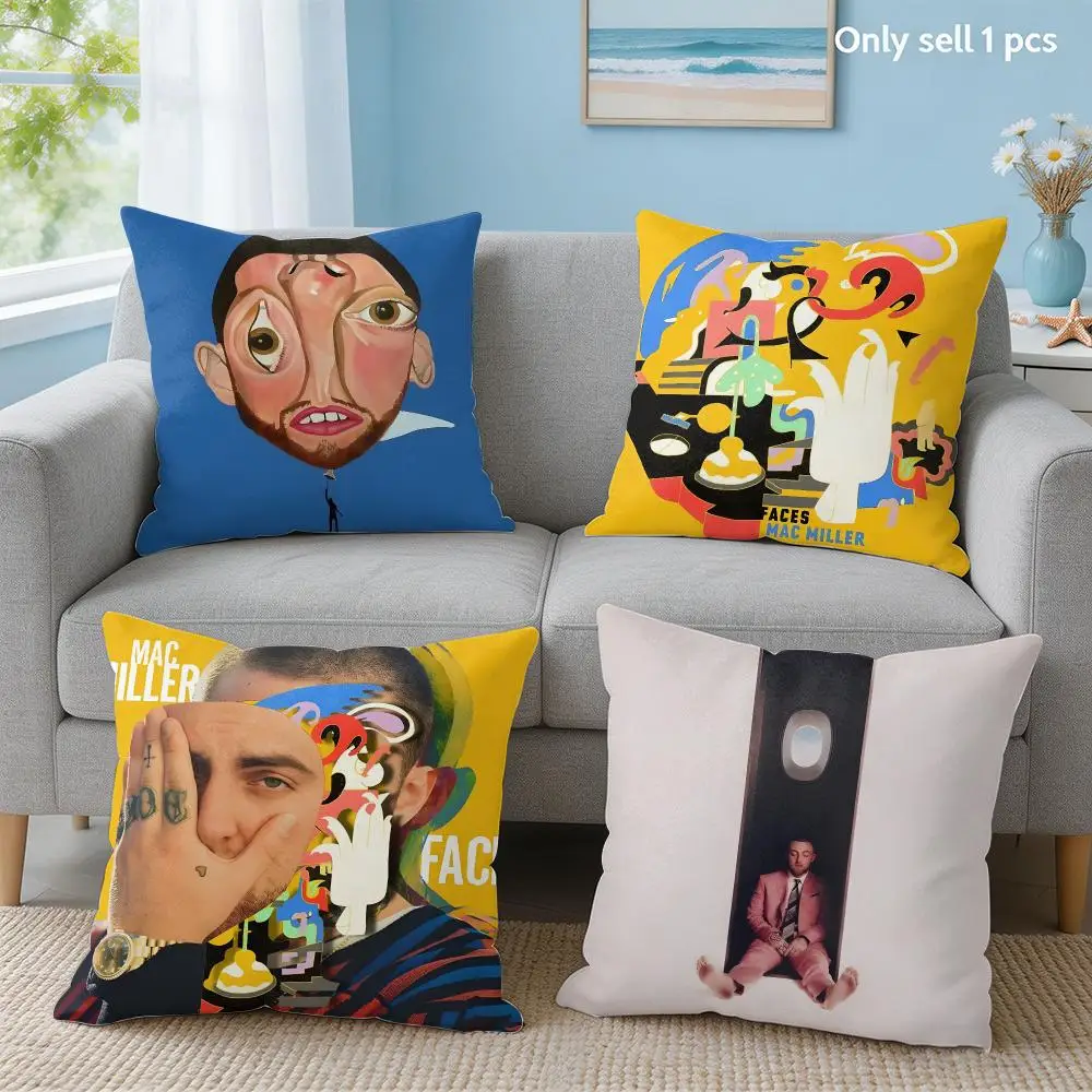 Popular Singer M-Mac Miller Cushion Cover Soft Short Plush Throw Pillow Cover Hidden Zipper Cutecore Sofa Bedroom Home Decor