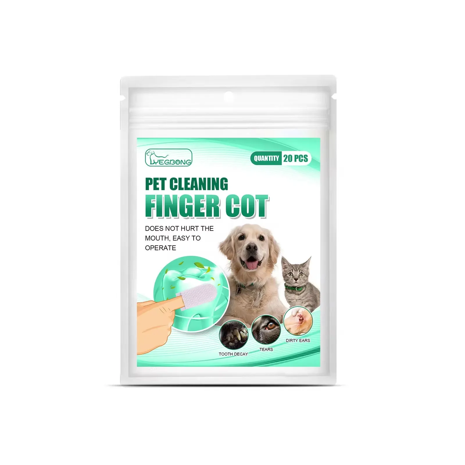 Dog Teeth Cleaning Wipes Disposable Finger Cot Remove Oral Tartar Cochlear Teeth Cleaning Fresh Breath Pet Dental Finger Wipes