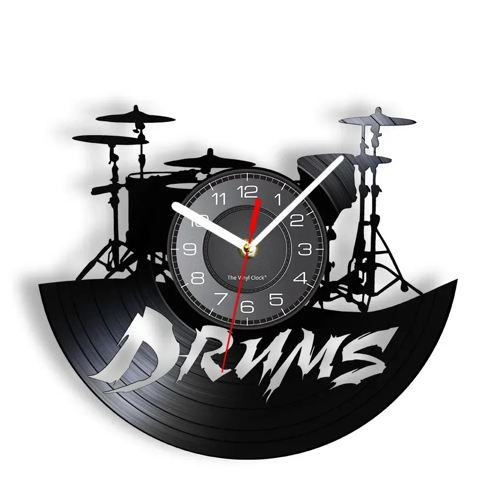 Electric Drums Artwork Vintage Wall Clock Music Room Decor Drum Set Retro Clock Timepiece Silent Quartz Wall Watch Drummer Gift