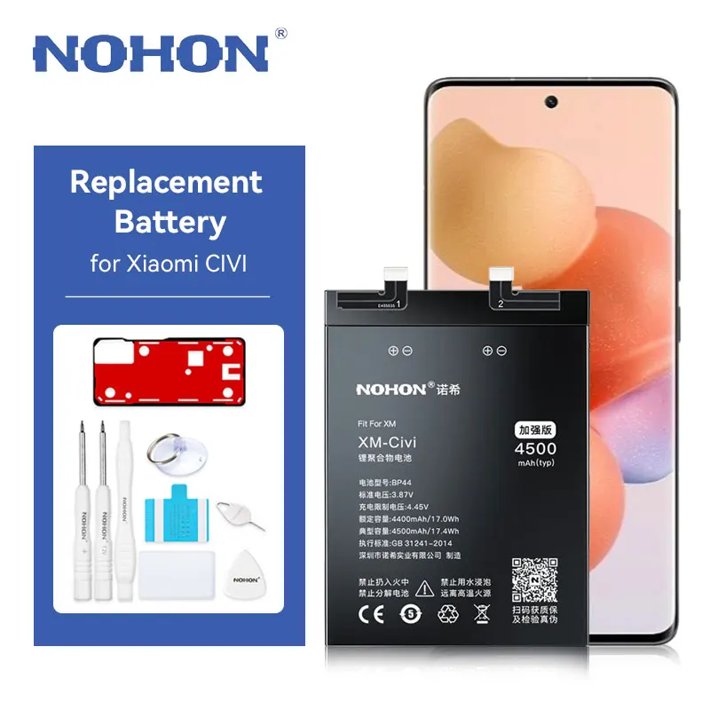 

NOHON 4500mAh Battery Replacement for Xiaomi Civi BP44 Battery for Xiaomi Mi Civi Mi Civi 1S Batetira Replacement with Tools