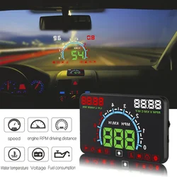 5.8 inch OBD2 Car HUD Head-Up Display Digital Speed Windshield Projector Overspeed Alarm Water Temp RPM Voltage Plug and Play