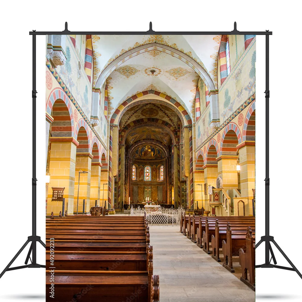 SHUOZHIKE Auditorium European Style Church Photography Backdrop Props Architecture Cathedral Photo Studio Background JT-14