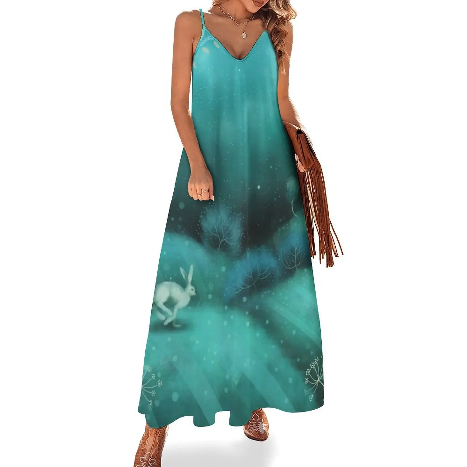 

New Moon Hare Sleeveless Dress chic and elegant woman dress Beachwear summer women's dress 2025 bandage