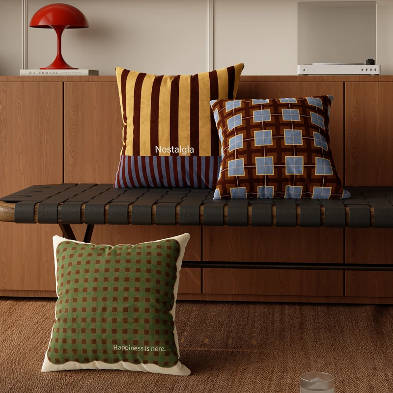 Retro Vintage Pillowcase Sofa Living Room Backrest Cushion Bedroom Home Decor Waist Pillow Removable Washable with Core