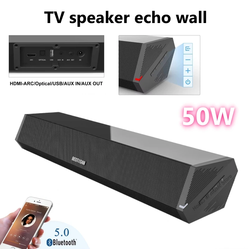 

Sound Bar Cost-effective TV Surround Home Theater System Bluetooth Speaker Stereo Computer Speakers 50W High Power Caixa De Som