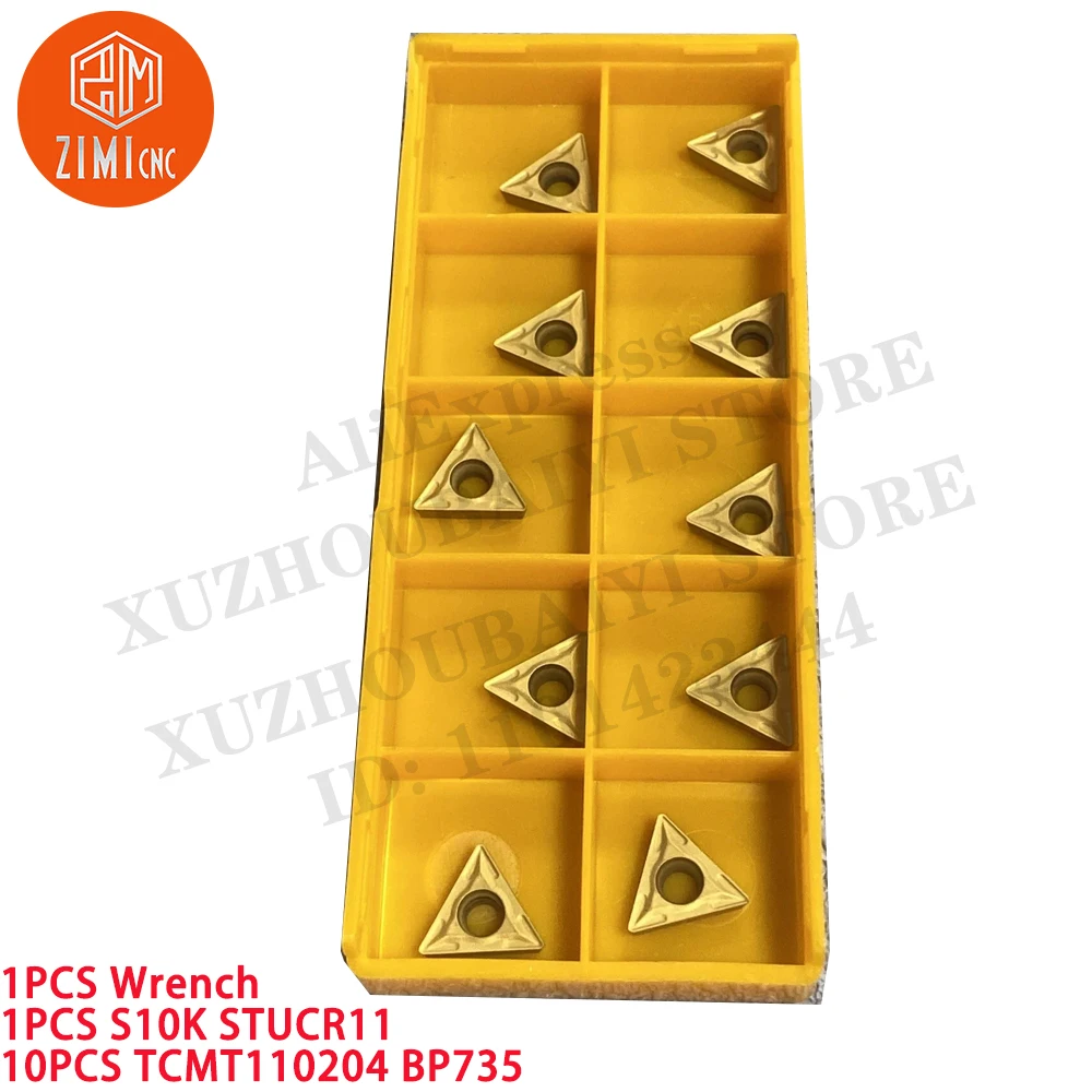 1 STK. S10K-STUCR11 Innenliegender Turing-Werkzeughalter CNC-Werkzeuge 10 mm 95 Grad + 10 Stück TCMT110204 Schneidwerkzeuge Metalldrehbank Hartmetalleinsätze