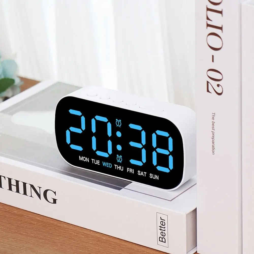 

Large Display Digital Alarm Clock 5 Levels Brightness Temperature Display Electronic Alarm Clock Date Display Two Sets Alarms