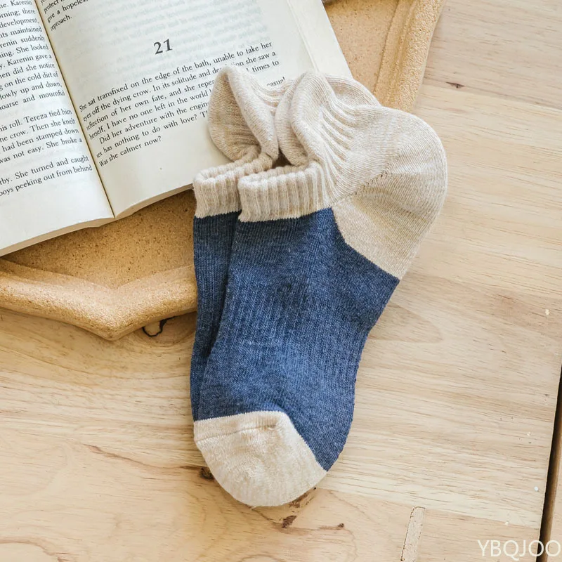 4 Pairs of Spring and Autumn Fashion New Short Tube Casual Retro Men's Socks Shallow Mouth Trendy Thick Thread Socks for Men