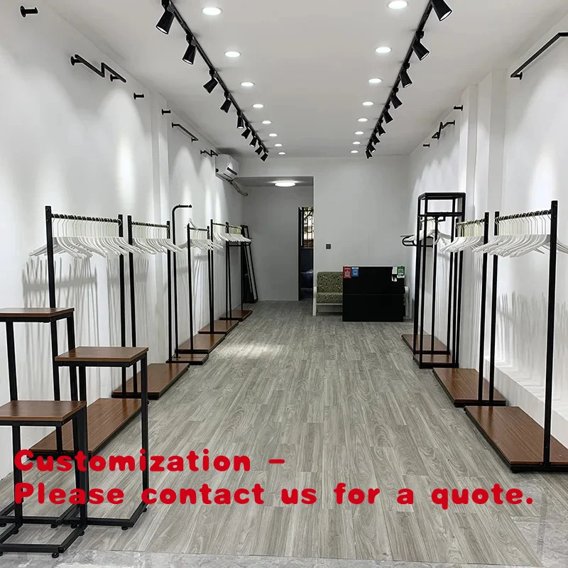 Customize.Kainice Customized Freestanding Industrial Pipe Metal Garment Display Stand Clothes Rack Clothing Store