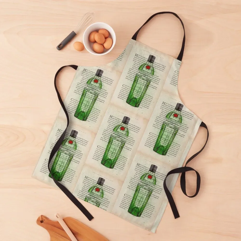 

Tanqueray 10 Gin Bottle Painting / Illustration onto Vintage Book Page , Gin Print, Gin Gifts & Wall Art, Boozy Art Apron