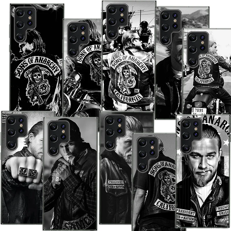 American TV Sons of Anarchy Clear Phone Case For Samsung Galaxy S21 S20 S23 FE S24 S22 Ultra Capa S10 S9 S8 Plus S10E Cover Shel