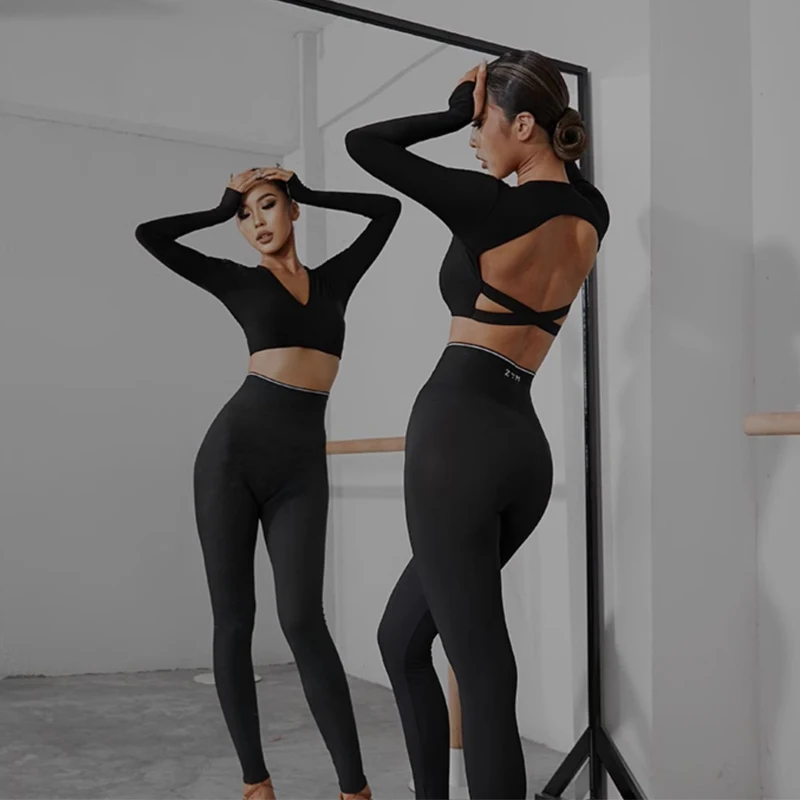 Sexy Deep V-Neck Latin Top Tight Dance Pants For Women Latin Dance Costume Ballroom Dance Competition Clothes Dancewear SL7589